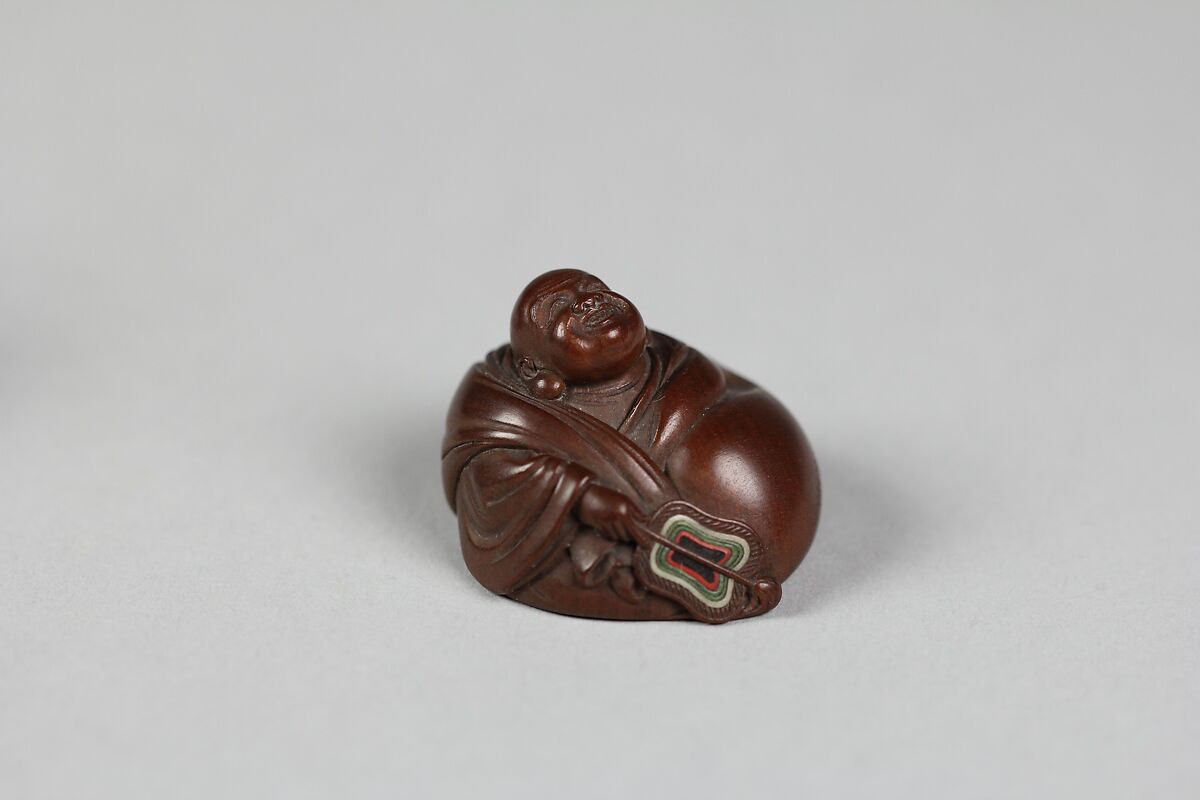 Netsuke of Hotei and Bag, Wood, Japan 