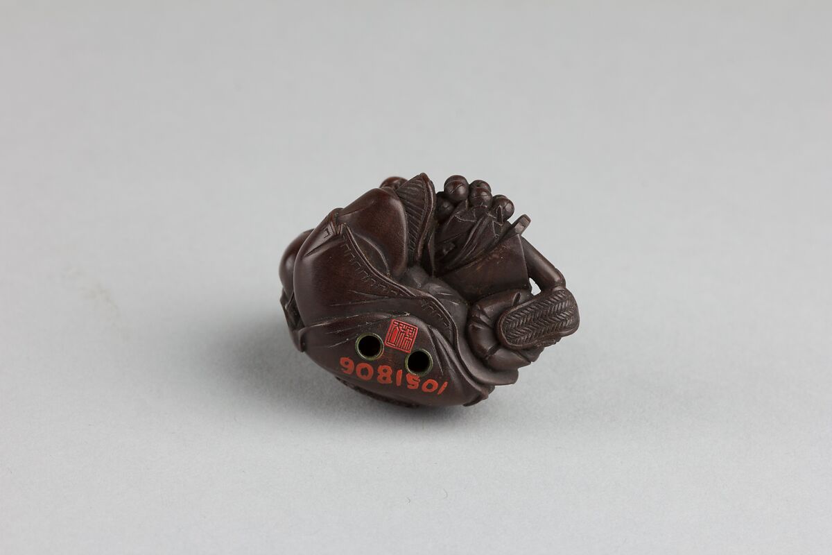Netsuke of Fox Disguised as Shishimai Dancer, Wood, Japan