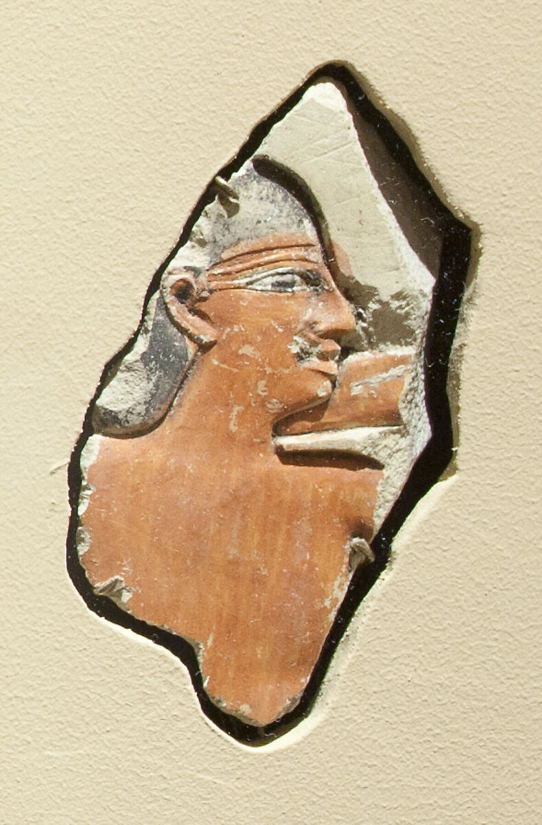 Relief scene of priests and attendants performing rites and bringing offerings to Khety, Limestone, paint