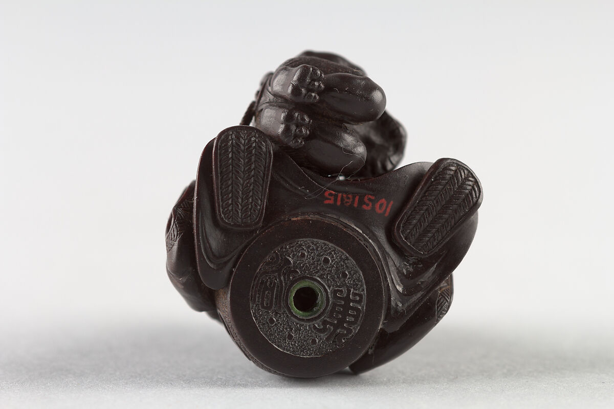 Netsuke of Man with a Demon on a Chain, Wood, Japan