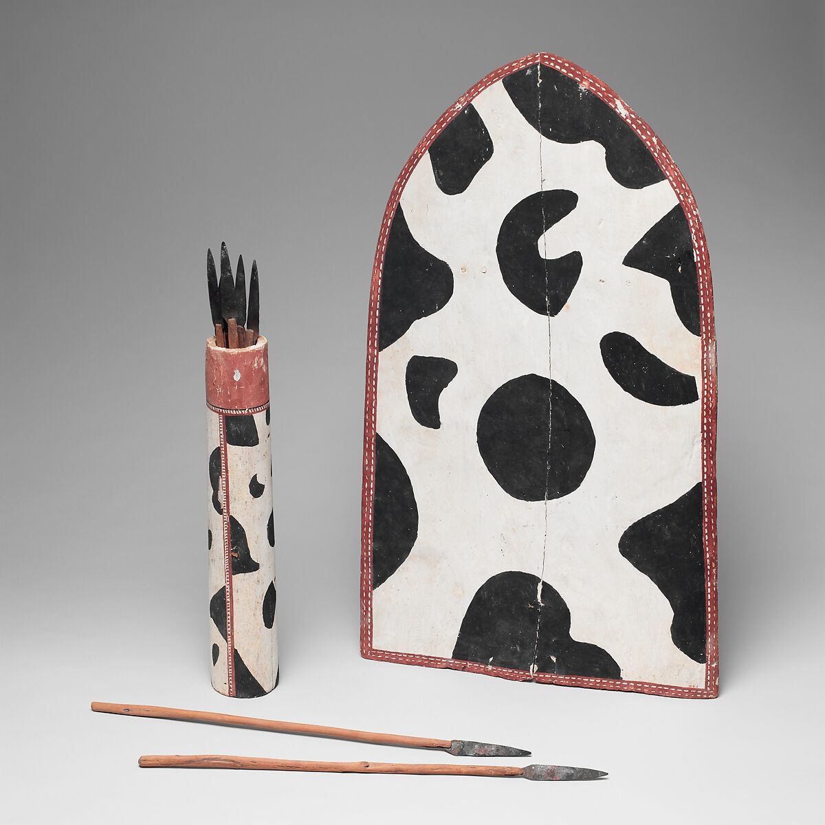 Model Shield, Spear Case, and Spears, Wood, stucco, paint 