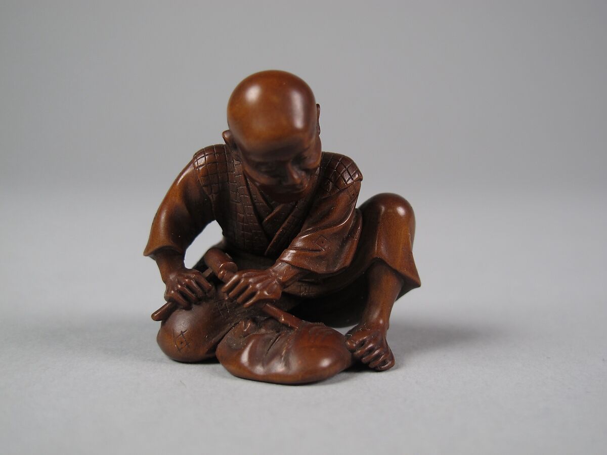 Netsuke of Mask Maker, Wood, Japan 