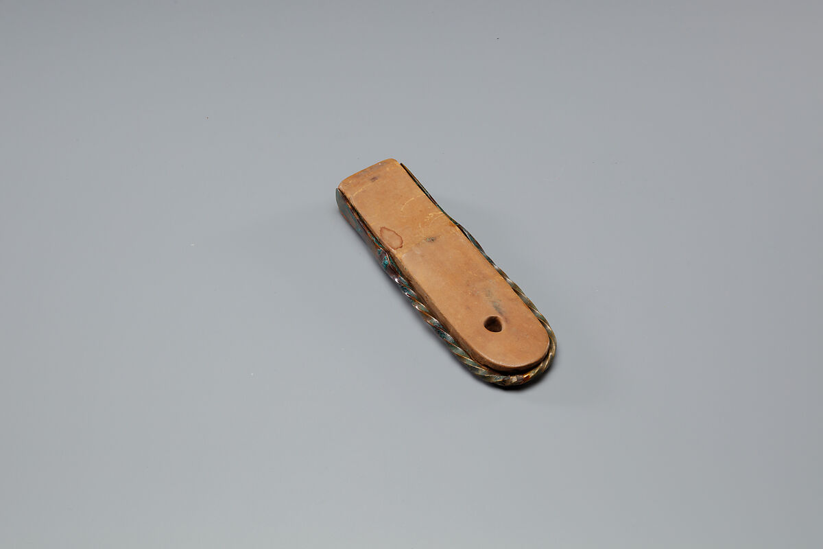 Tweezers Mounted on a Wood Block, Wood, bronze or copper alloy