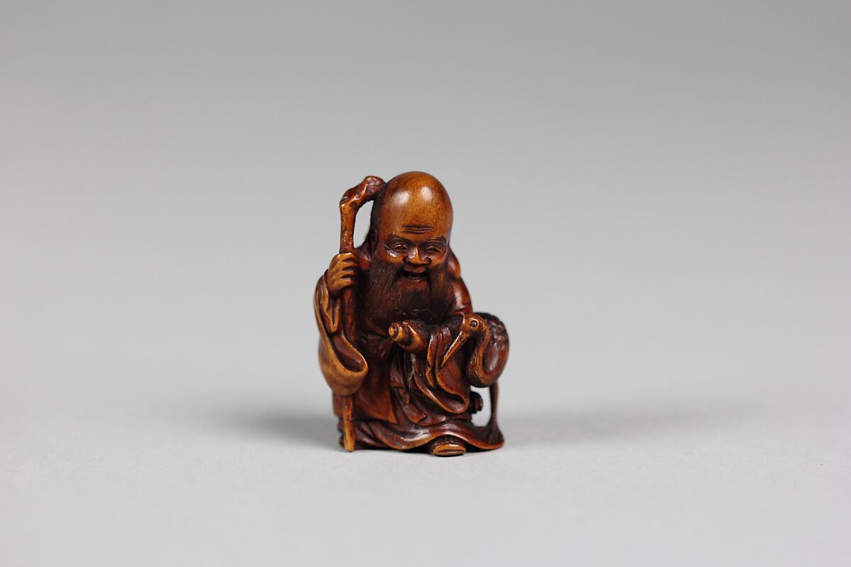 Netsuke of Fukurokujin, Wood, Japan 