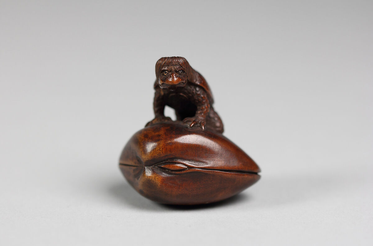 Netsuke of a Kappa on a Clamshell, Wood, Japan 