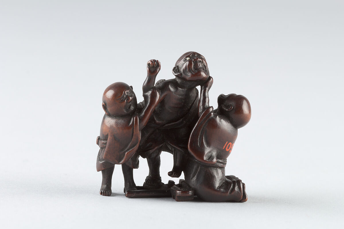 Netsuke of Group of Figures, Wood, Japan 