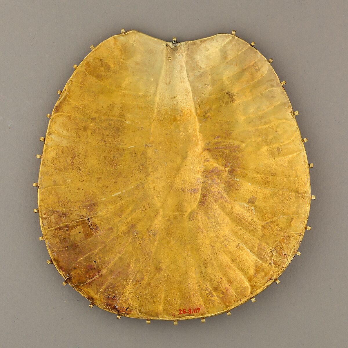 Disk Made of Two Sheets of Gold, One Concave the Other  Decorated with Feathers or Palm Fronds, Gold
