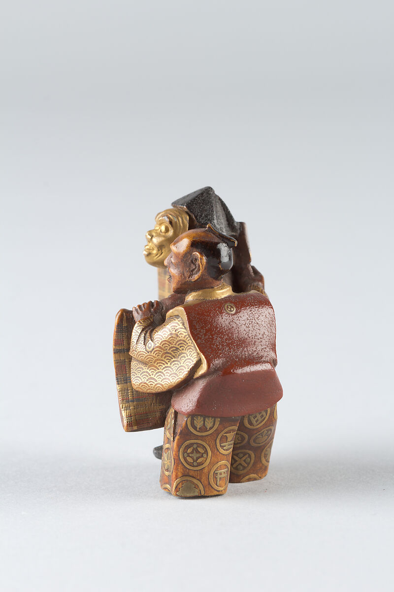 Netsuke of Two Noh Dancers, Lacquer, Japan