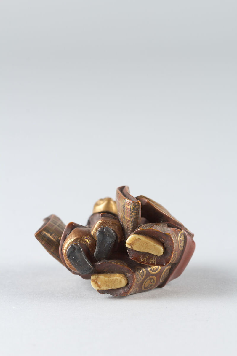 Netsuke of Two Noh Dancers, Lacquer, Japan