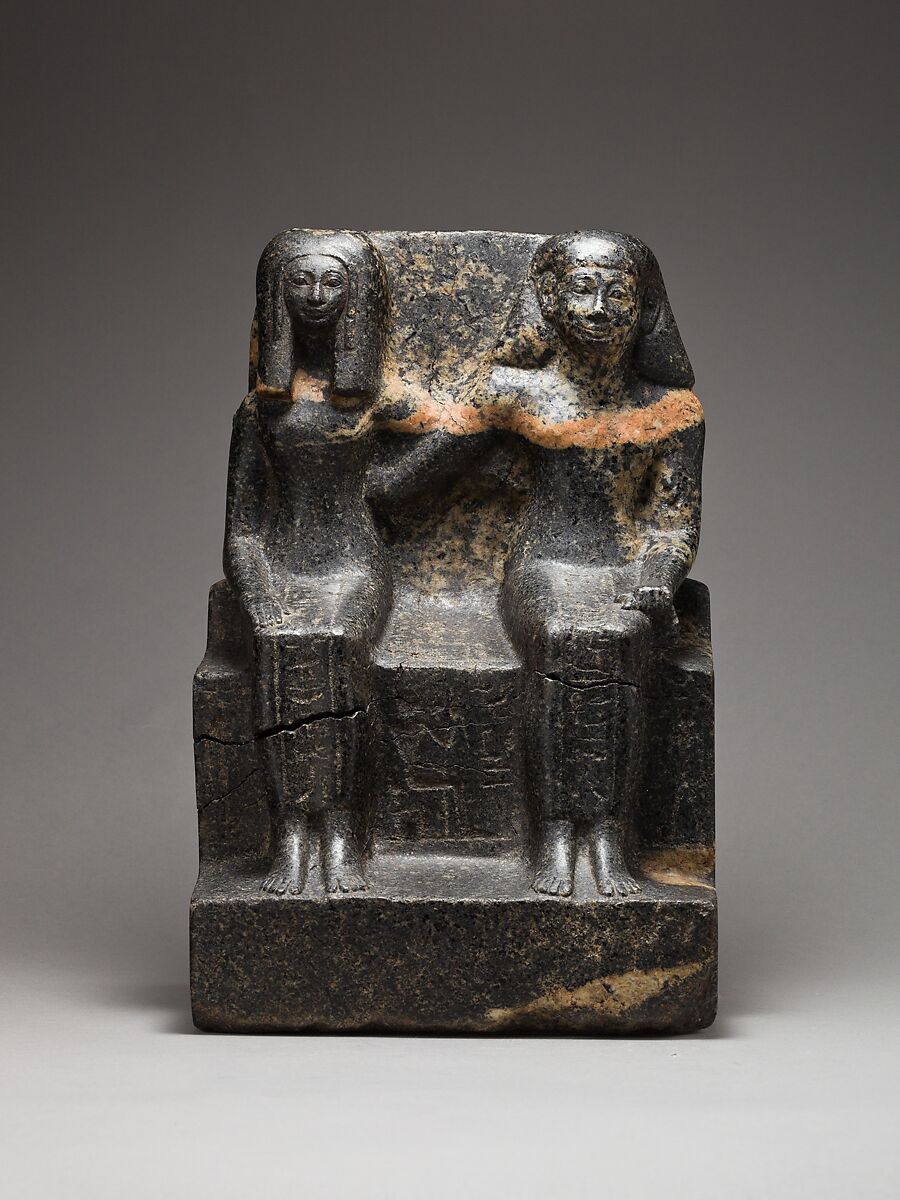 Pair Statue of Neferkhawet and Rennefer, Granodiorite 