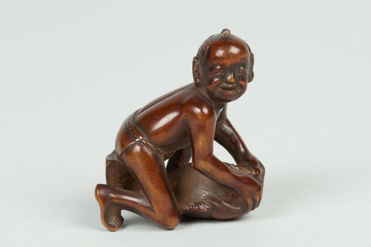 Netsuke of Boy on a Carp, Wood, Japan 