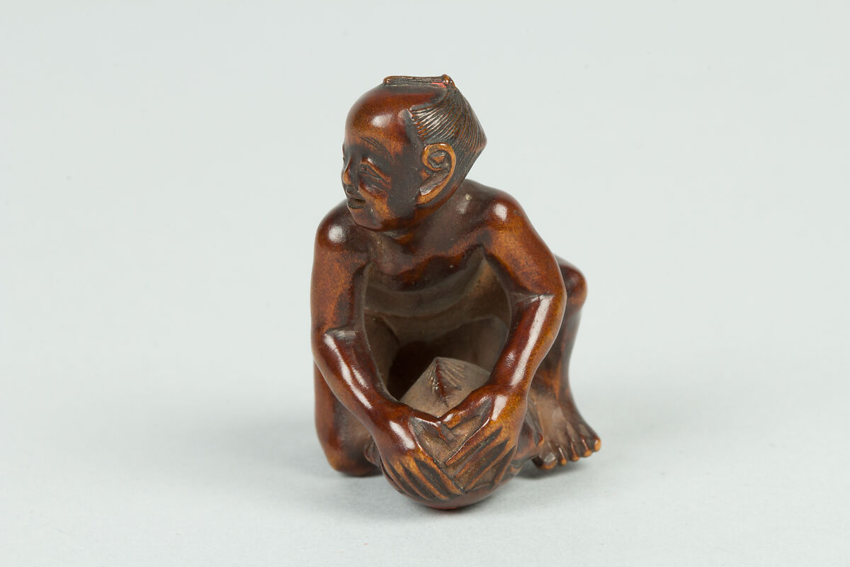 Netsuke of Boy on a Carp, Wood, Japan