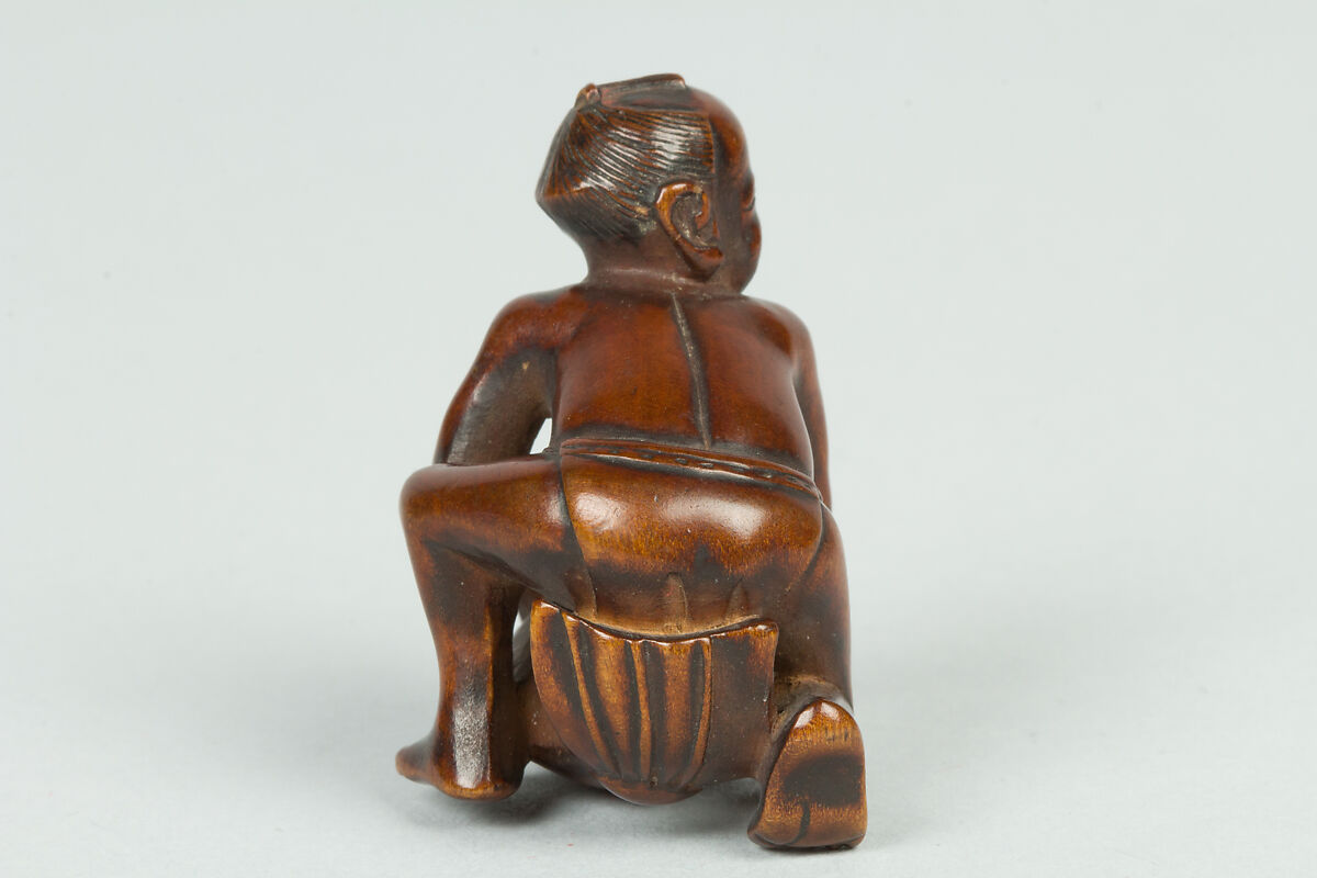 Netsuke of Boy on a Carp, Wood, Japan