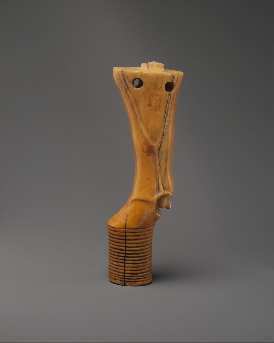 Furniture leg in shape of bull's leg, Hippopotamus ivory 