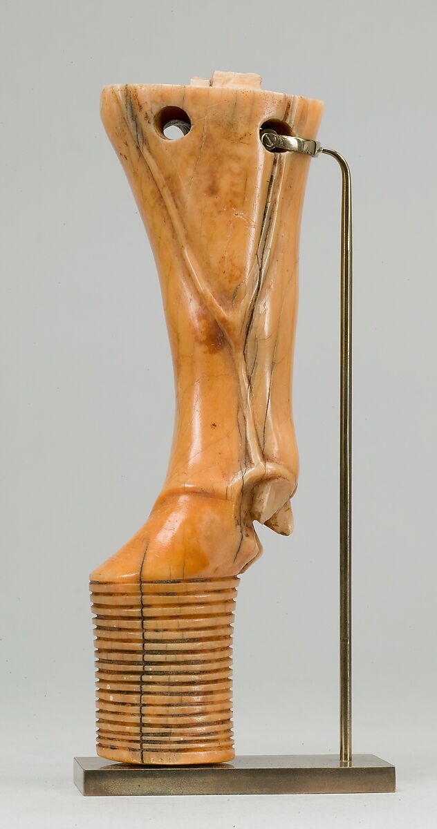 Furniture leg in shape of bull's leg, Hippopotamus ivory