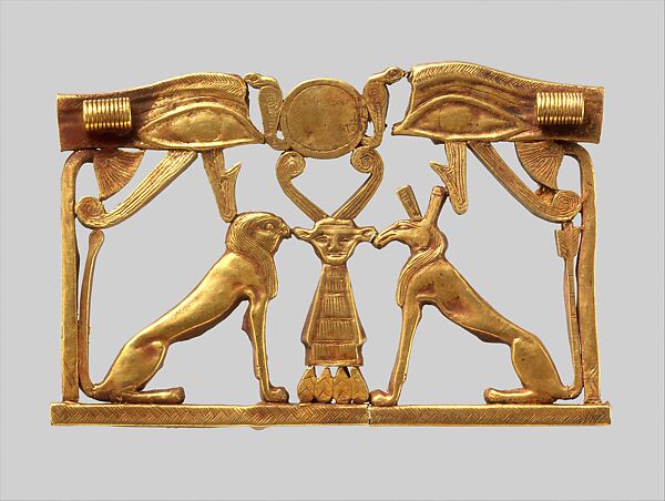 Pectoral with an Opposing Seth Animal and Hieracosphinx, Gold 
