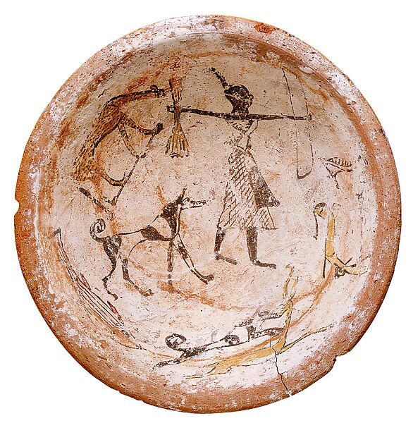 Bowl with a Nubian Hunter, Pottery 