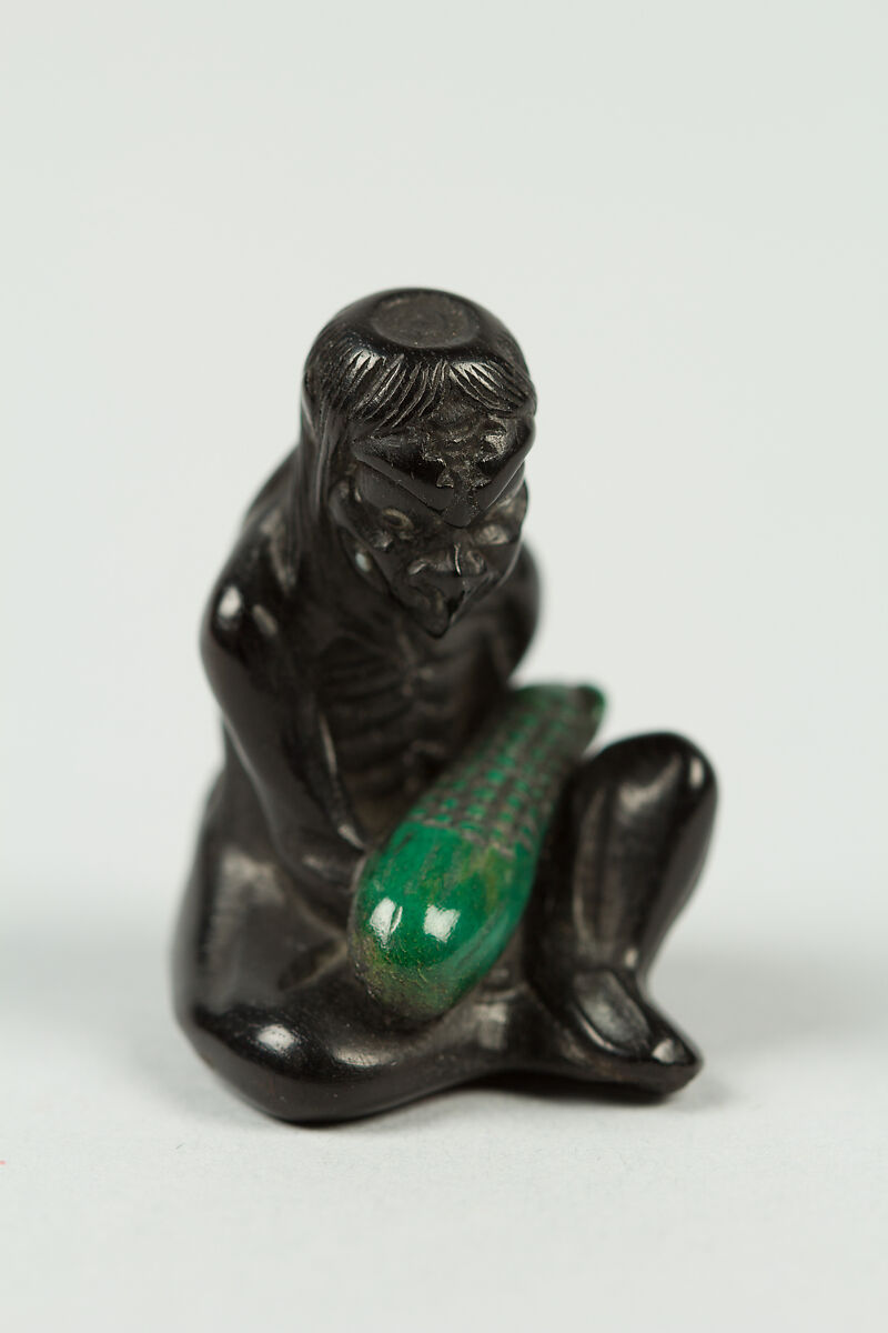 Kappa with a cucumber, Wood, Japan