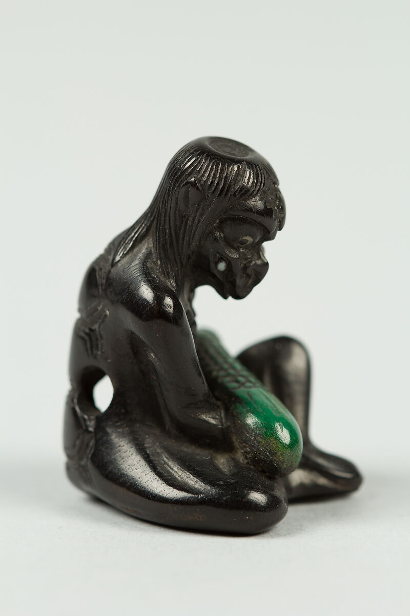 Kappa with a cucumber, Wood, Japan