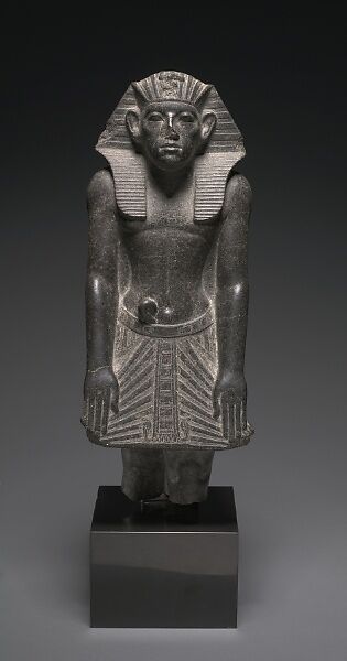Statue of Amenemhat III Standing in a Devotional Attitude, Granodiorite 