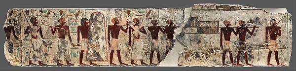 Relief of the Attendants of the Governor of the Hare Nome Djehutyhotep II, Limestone, paint 