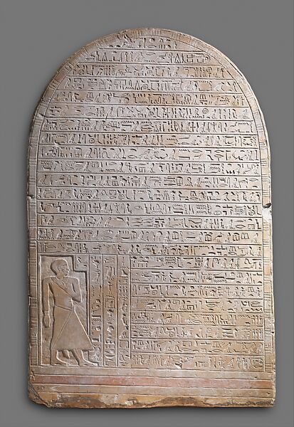Stela of the Overseer of the Storehouse Amenemhat, Limestone, paint 