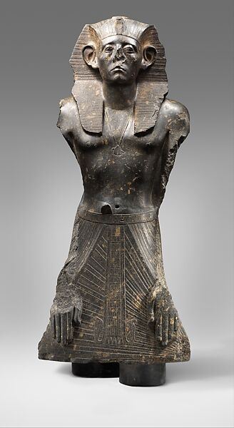 Statue of Senwosret III Standing in a Devotional Attitude, Granodiorite 