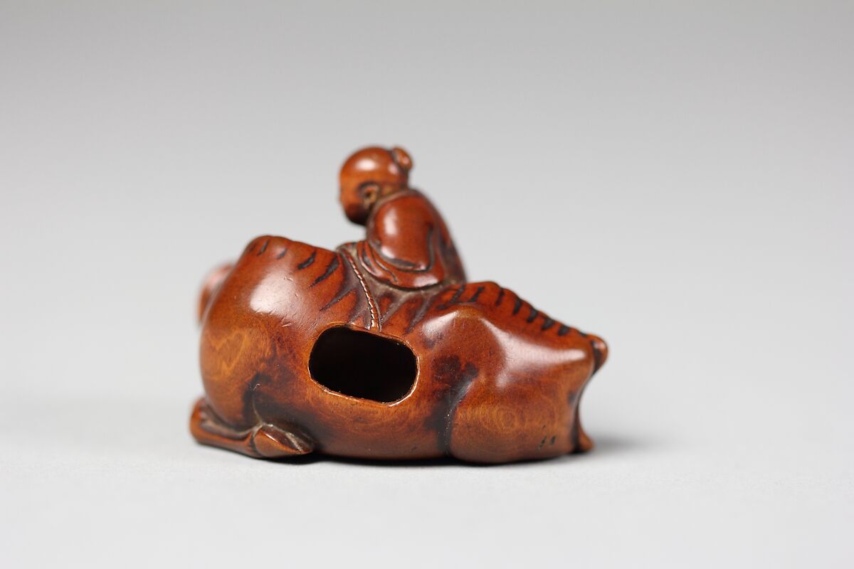 Netsuke of Ox and Herder, Wood, Japan