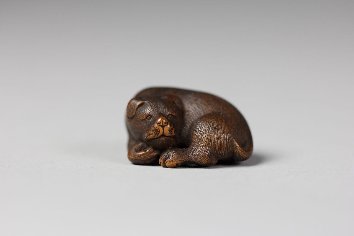 Netsuke of a Dog, Wood, Japan 