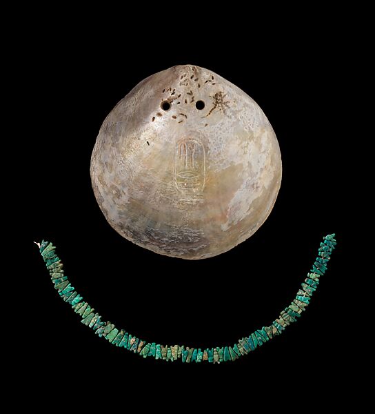 Pectoral and Fly-Shaped Beads, Shell, faience 