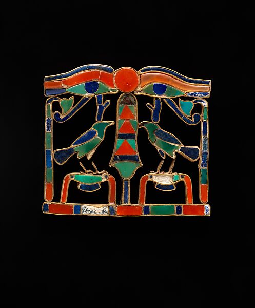 Pectoral with Birds Flanking an Ukh Symbol, Carnelian, gold, lapis lazuli, etc. 