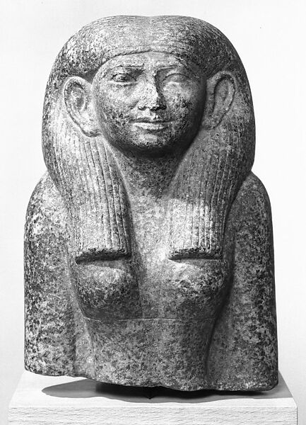 Head and Torso of a Statue of a Woman Seated, Diorite 