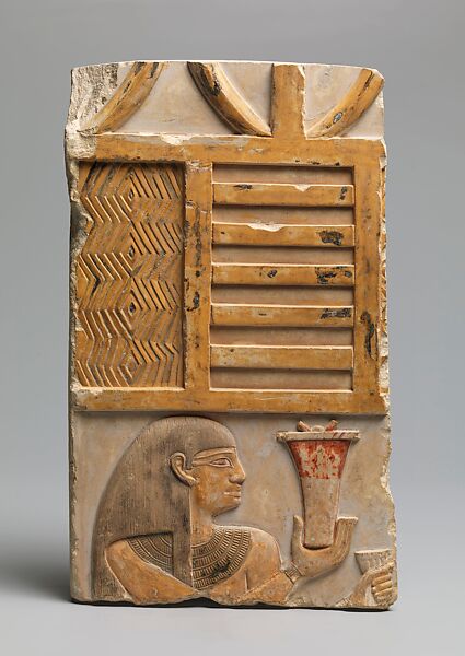 Relief of a Woman Presenting an Ointment Vessel, Limestone, paint 