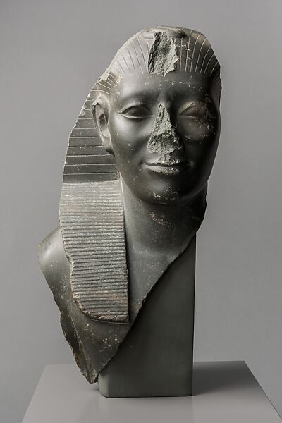 Head of a Statue of Sekhemkare Amenemhat V Seated, Schist 