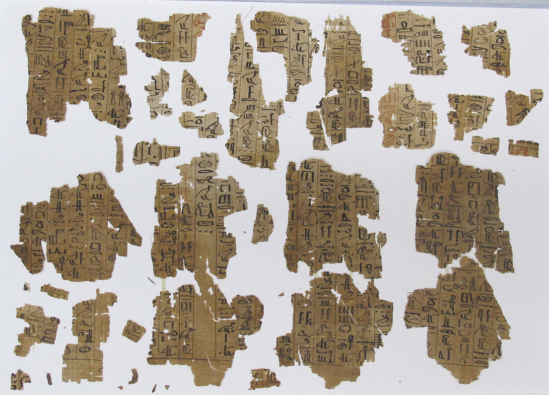 Papyrus fragments from the Book of the Dead of the Scribe Roy, Papyrus, ink 