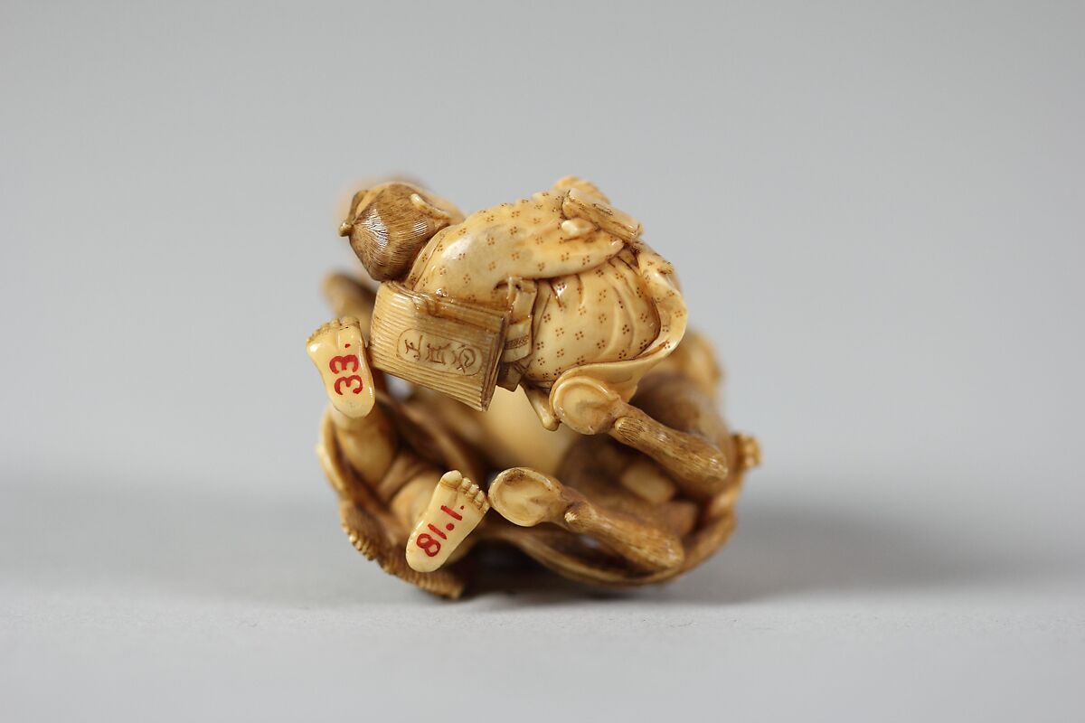 Horse and Two Men, Ivory, Japan