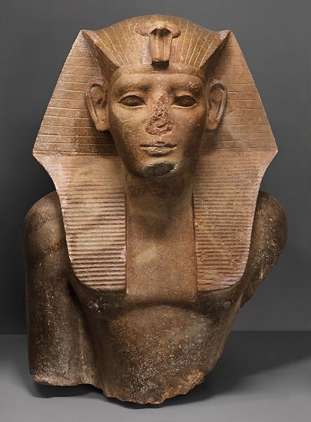 Upper Part of a Statue of a Thirteenth Dynasty King Seated, Quartzite 