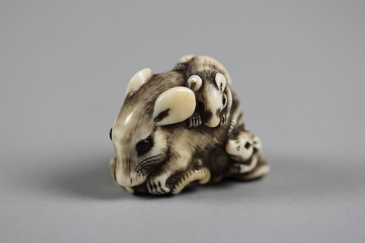 Rat with Three Young, Ivory, Japan 