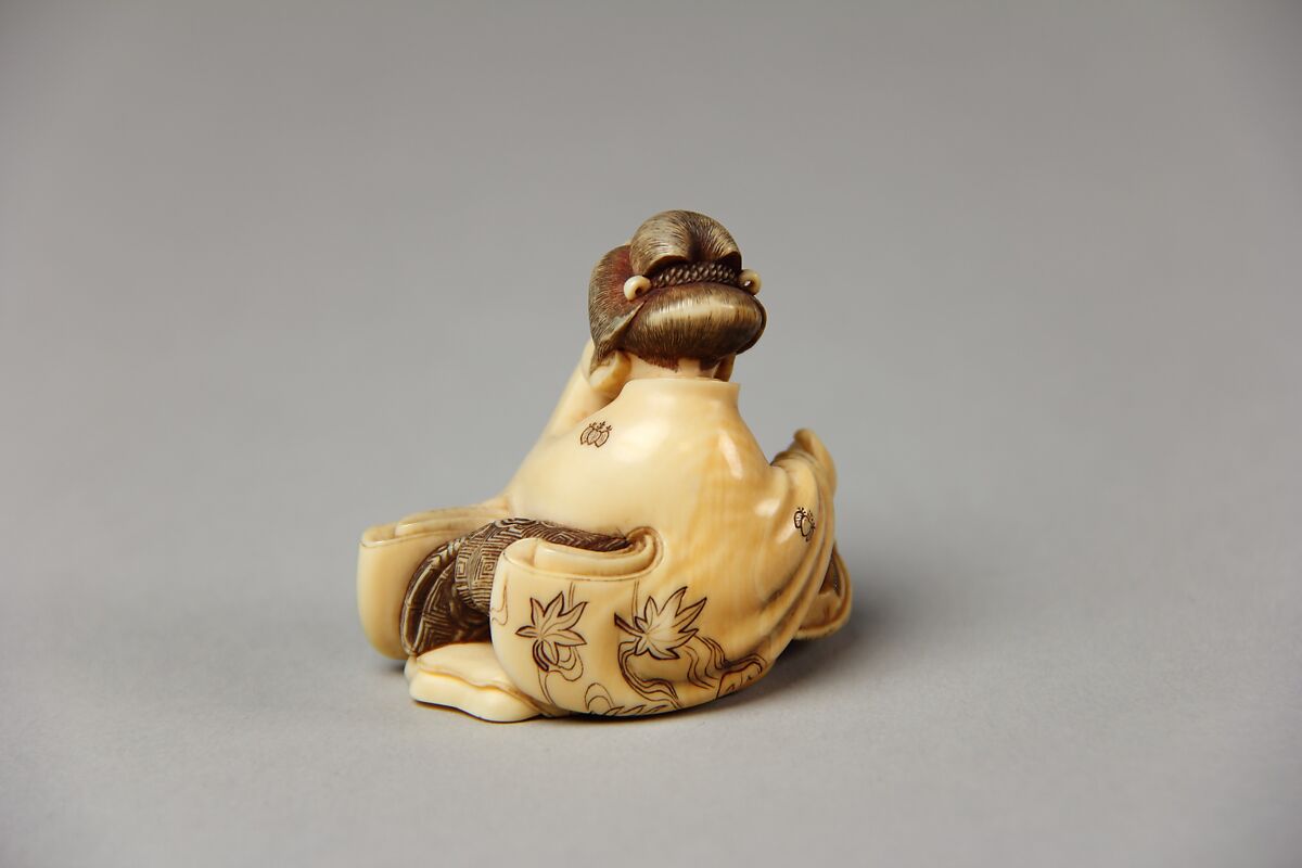Seated Figure of Usume Laughing, Ivory, Japan