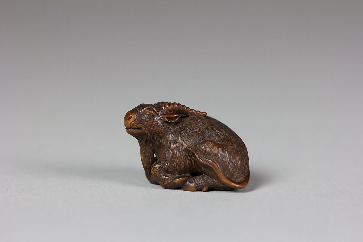 Netsuke of Goat, Wood, Japan 