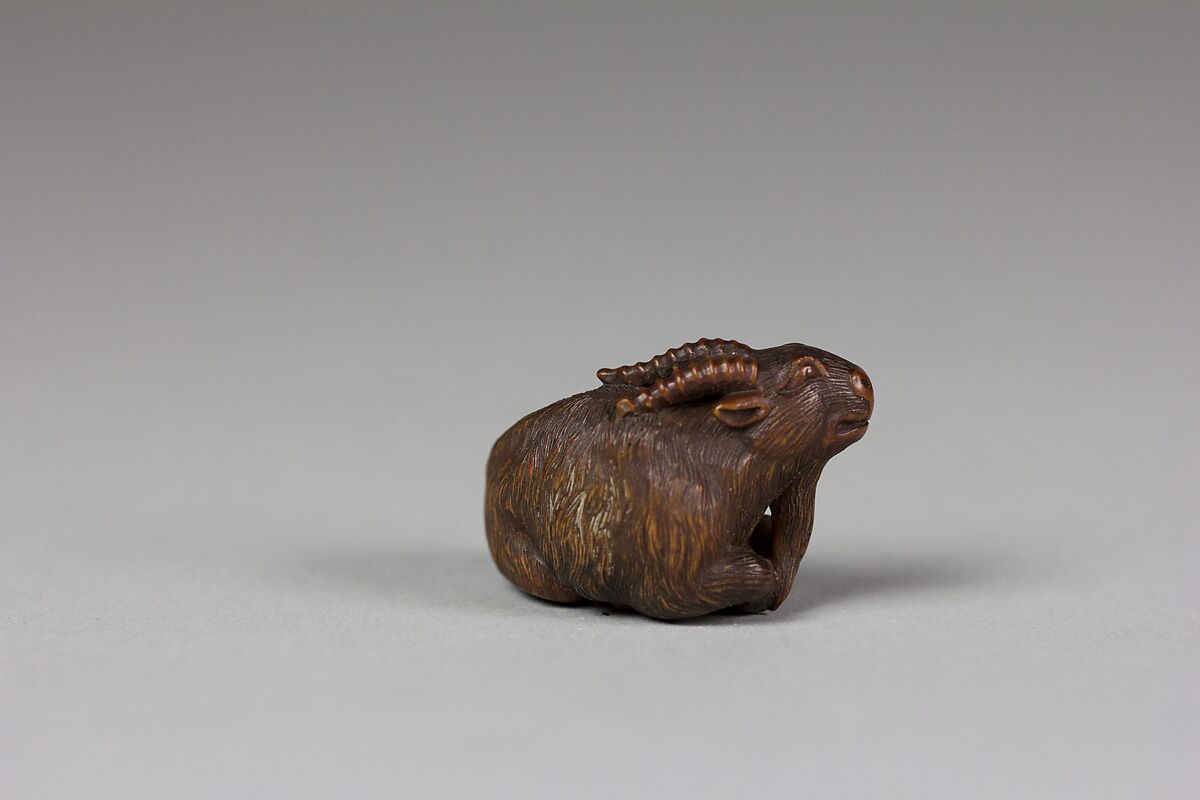 Netsuke of Goat, Wood, Japan