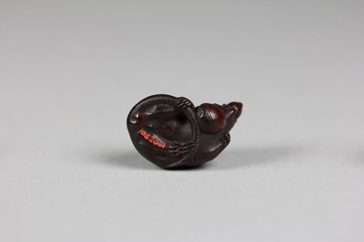 Netsuke Rat with Small Acorn, Wood, Japan