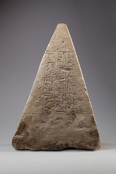 Pyramidion of the Chantress of Amun-Re, Tjerat-Mut, Limestone