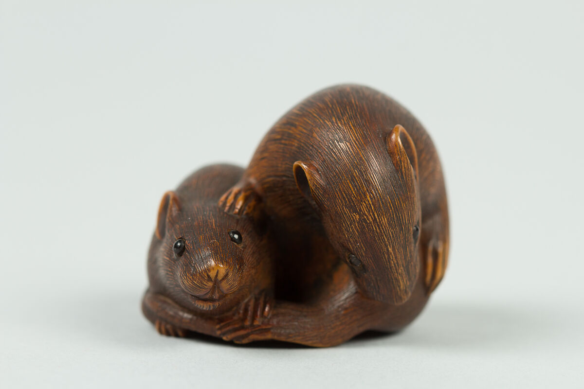 Netsuke of Two Rats, Wood, Japan