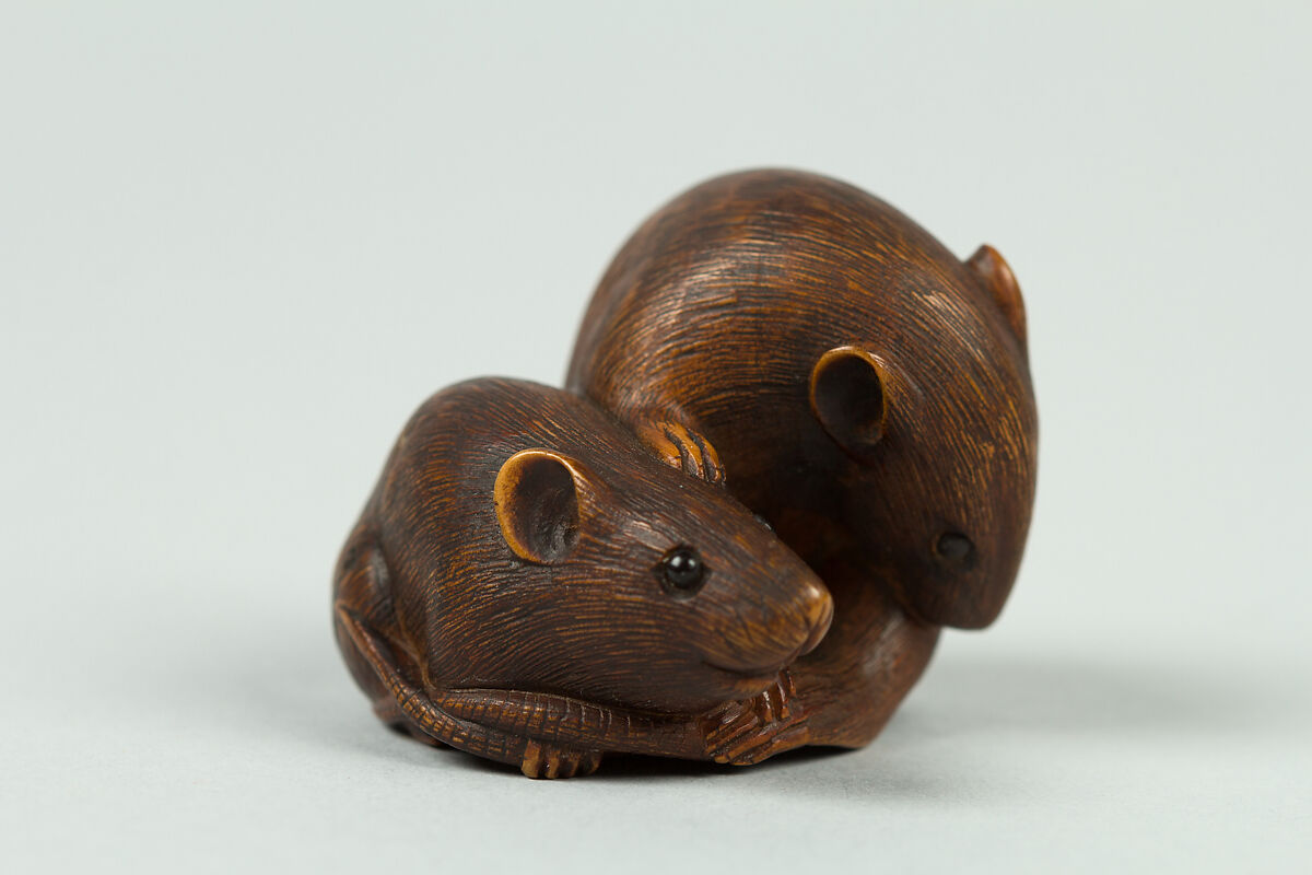 Netsuke of Two Rats, Wood, Japan