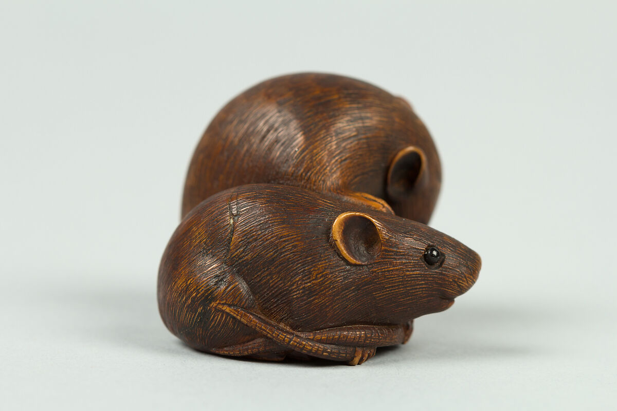 Netsuke of Two Rats, Wood, Japan