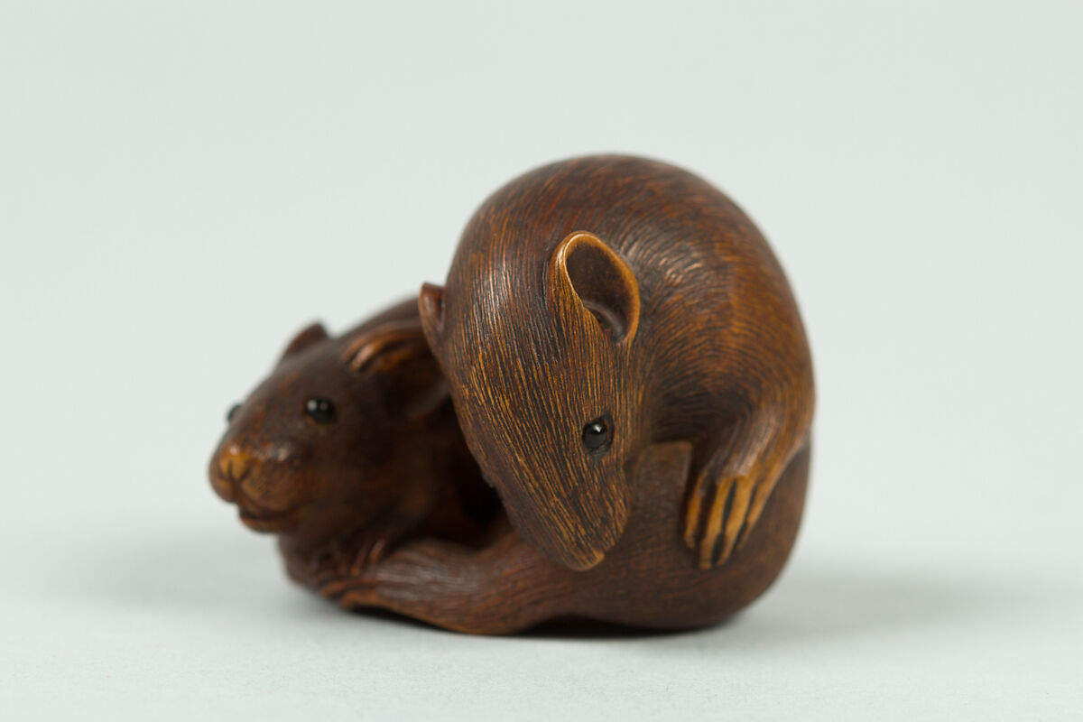 Netsuke of Two Rats, Wood, Japan