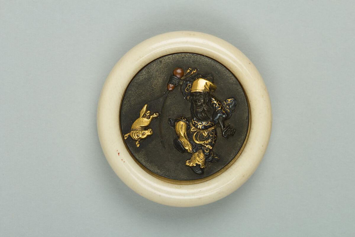 Netsuke, Ivory with metal disk, Japan 