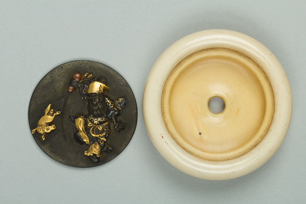 Netsuke, Ivory with metal disk, Japan