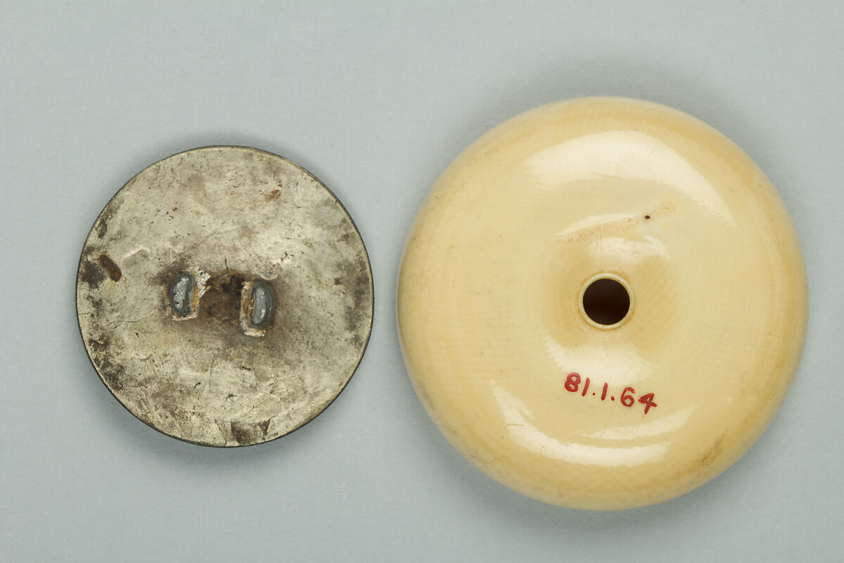 Netsuke, Ivory with metal disk, Japan